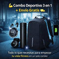 Combo deportivo 3 en 1 - Bolso antirobo + termo indicador de temperatura + Audifonos air 39