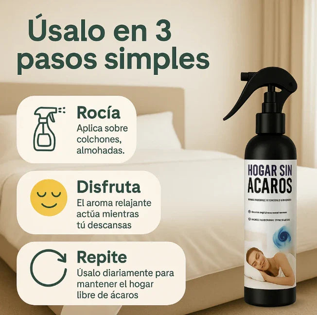 SPRAY ANTIACAROS 🚫 Elimina los ácaros y disfruta un descanso profundo desde el primer día🛏️